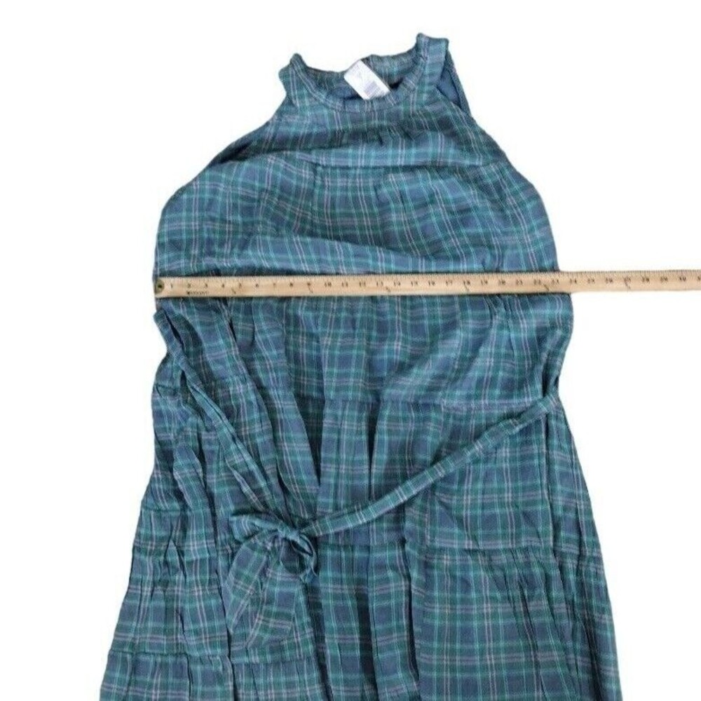 NEW! Torrid 3 XL Maxi Lindsay Hi-Low Tiered Maxi Dress Blue Plaid Sleeveless - Picture 4 of 7